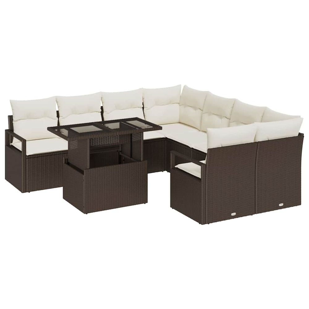 Ensemble de canapé de jardin 9 pc marron poly rotin