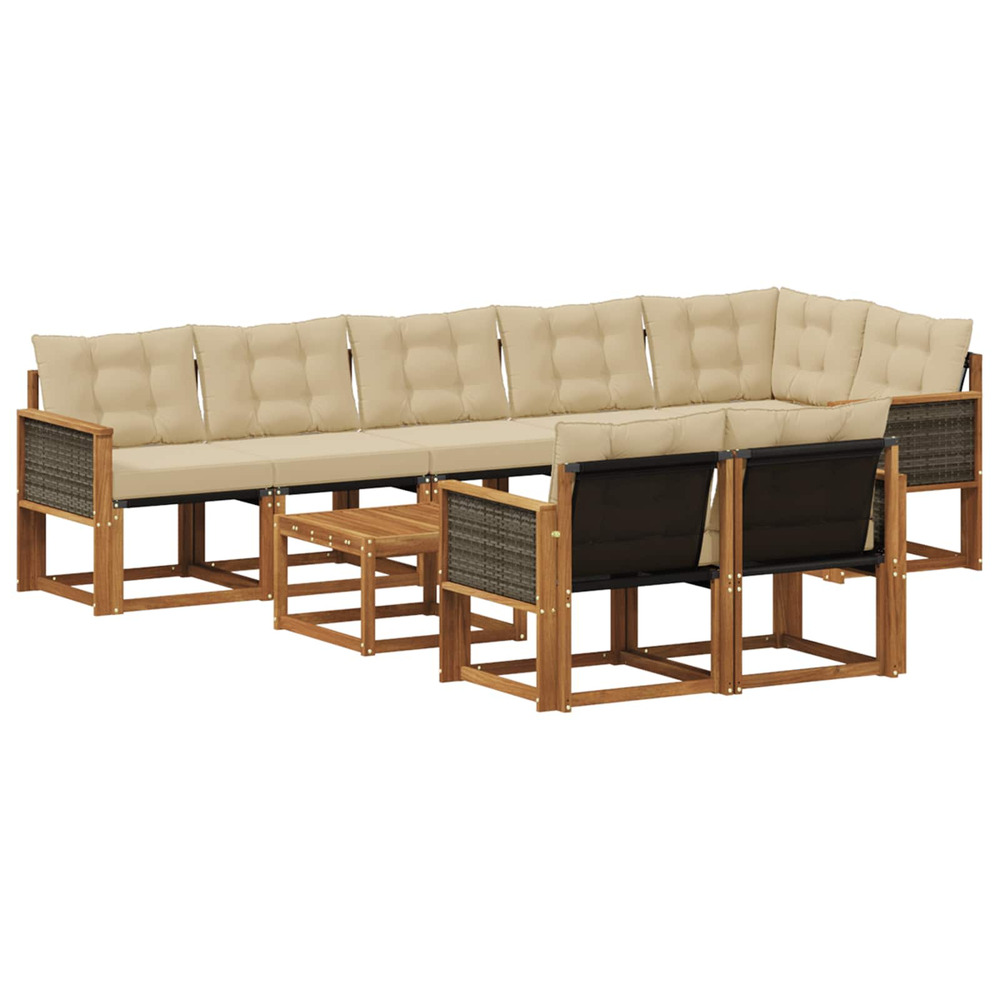 Ensemble de canapés d'extérieur 9 pcs naturel et beige