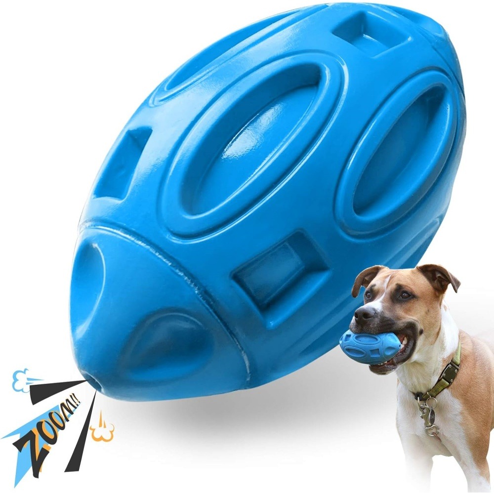 Balle jouet pour chien-jouet pour chien balle en caoutchouc-jouets interactifs-football bleu