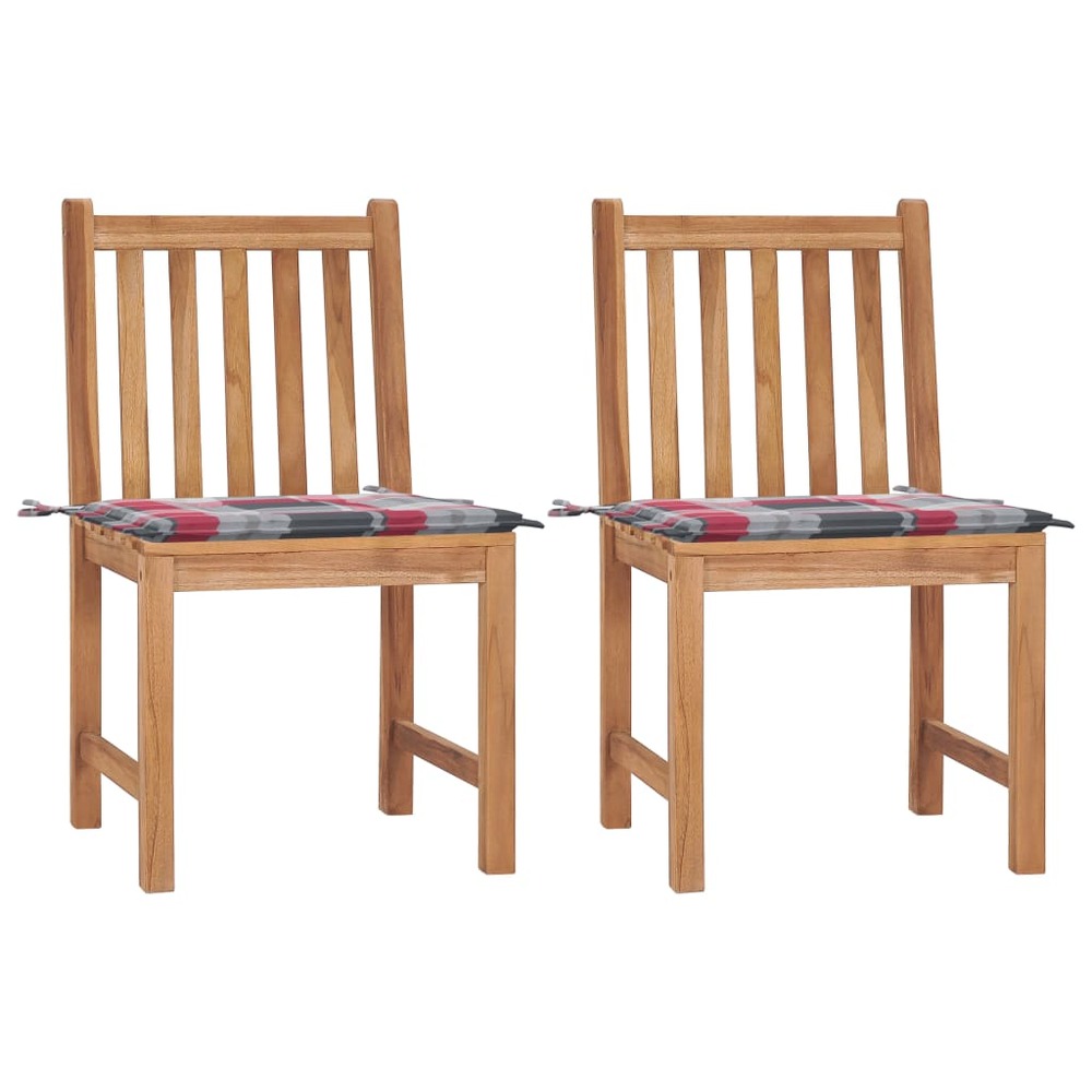Chaises de jardin lot de 2 avec coussins bois de teck massif