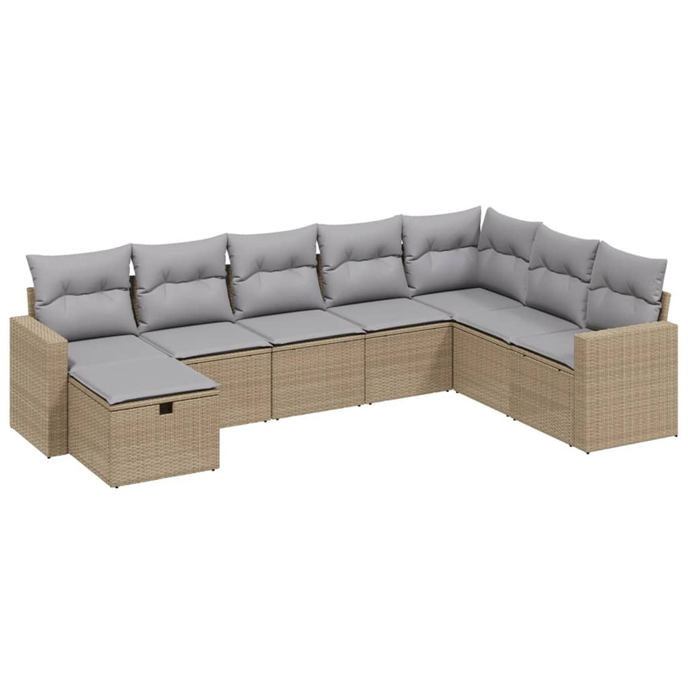 Salon de jardin avec coussins 8pcs mélange beige résine tressée
