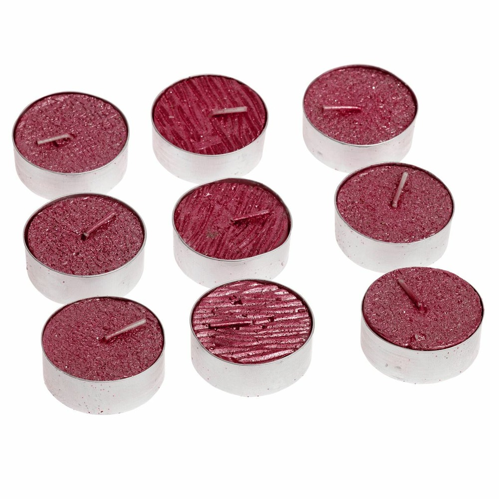Lot de 9 bougies chauffe plat rouge pailleté d 3.8 cm