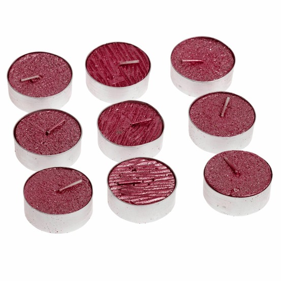 Lot de 9 bougies chauffe plat rouge pailleté d 3.8 cm