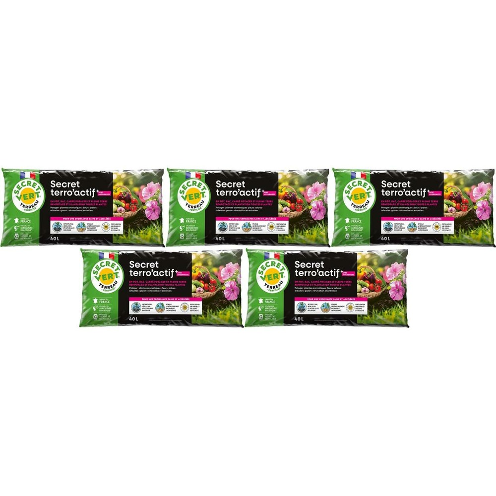 Terreau bio actif 40 litres lot de 5
