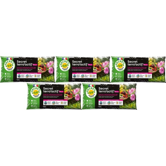 Terreau bio actif 40 litres lot de 5