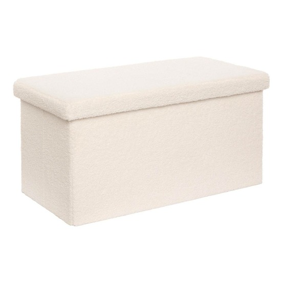 Pouf pliable coffre jaiko en bouclette blanc 76x38cm