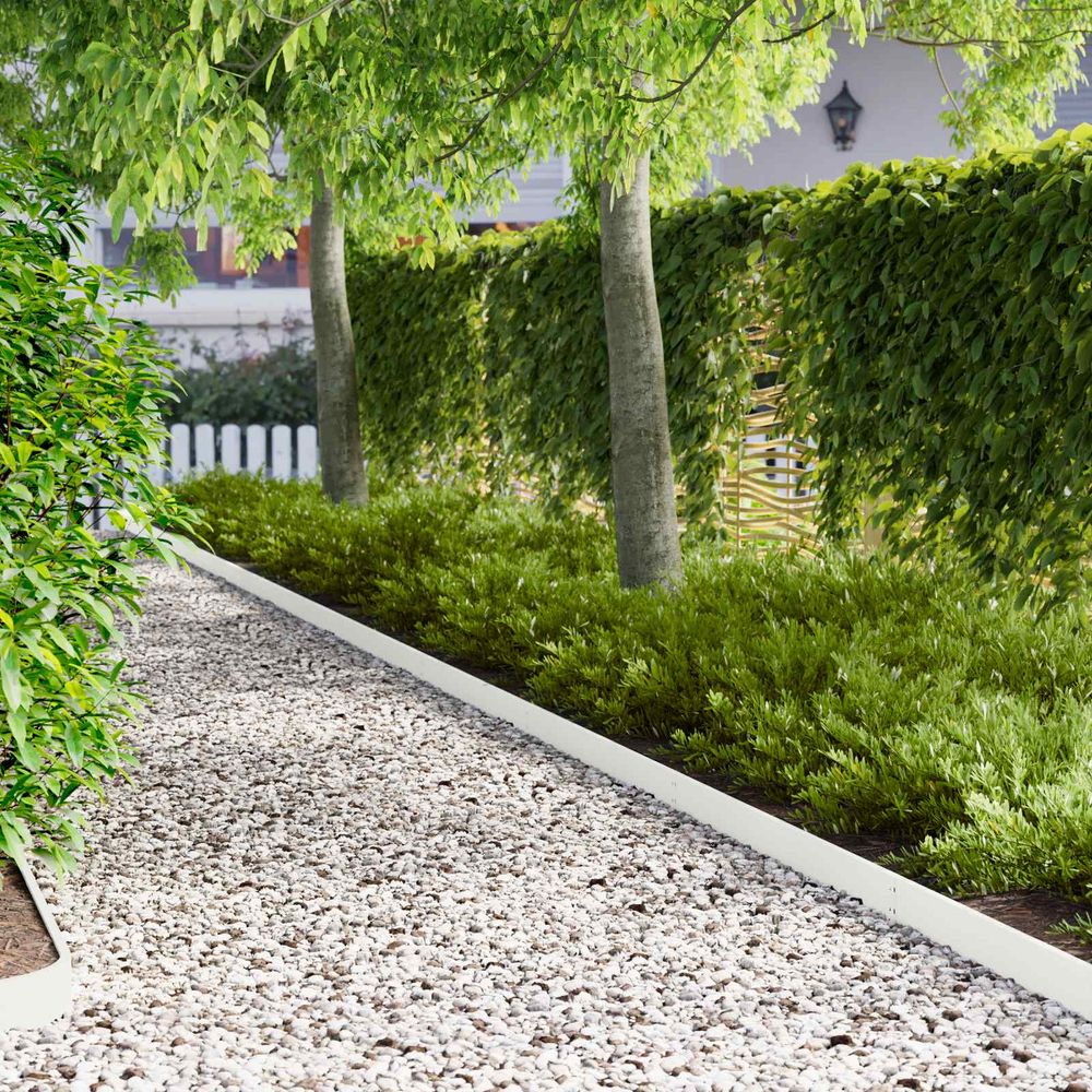 Bordurette pelouse acier jardin chemins séparation élégante 103x10cm blanc