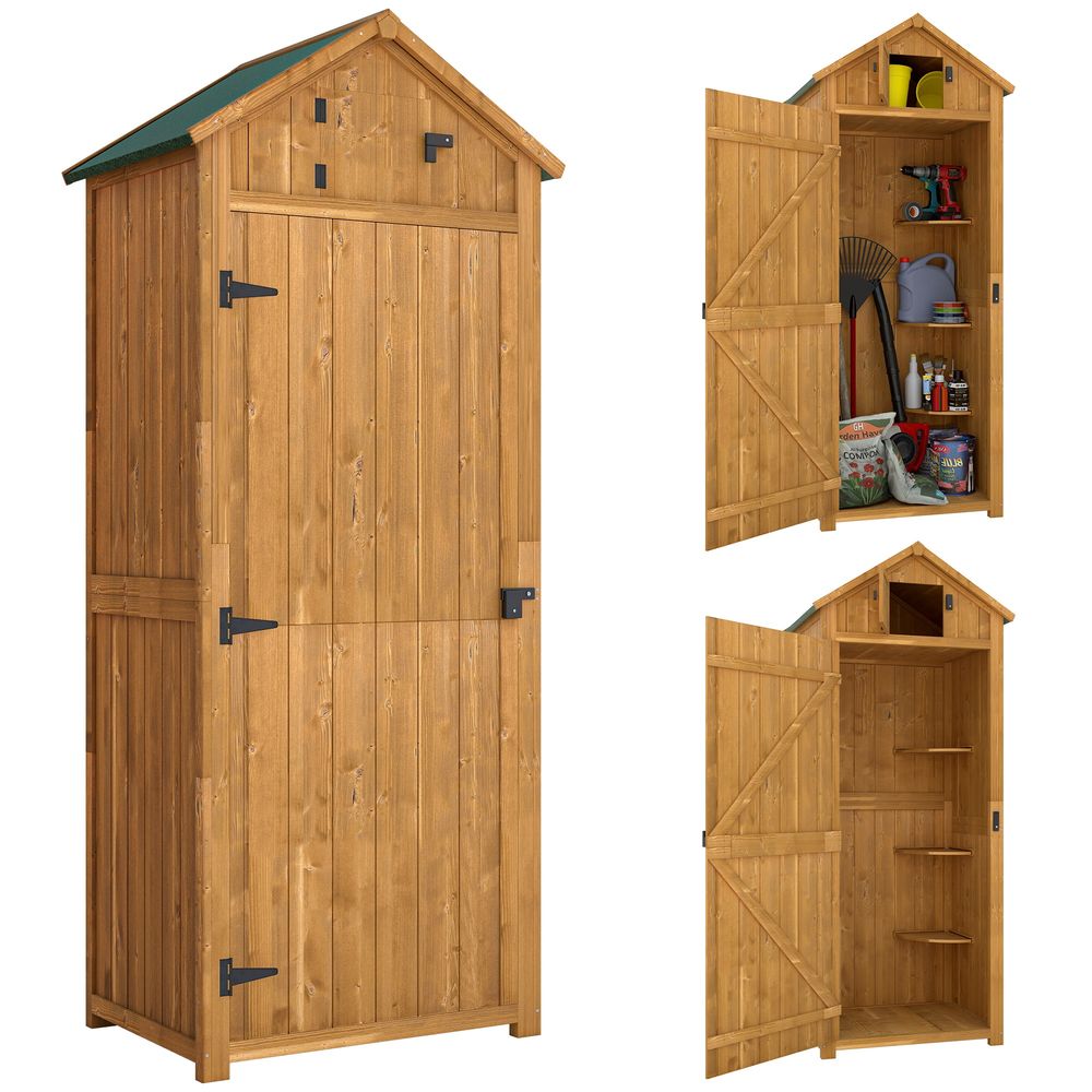Abri de jardin bois de sapin 77 x 54,2 x 179 cm jaune pour terrasse rangement vertical - comfortxl outdoor living