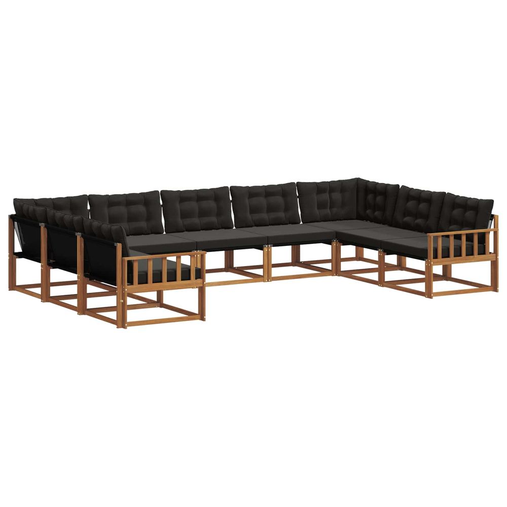 Ensemble de canapés d'extérieur 9 pc naturel et noir