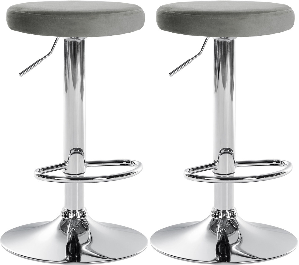 Lot de 2 tabourets de bar ponte velours chrome