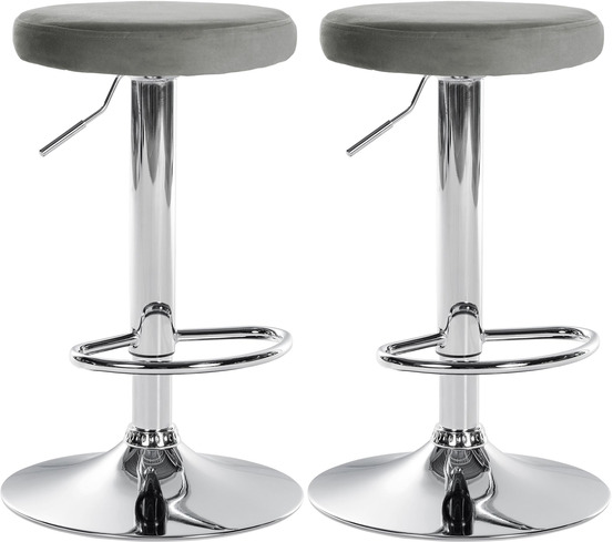 Lot de 2 tabourets de bar ponte velours chrome