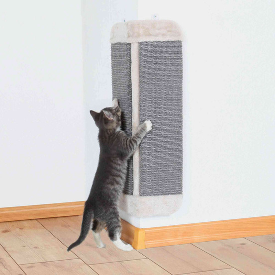 Griffoir d'angle pour chat 32 x 60 cm gris