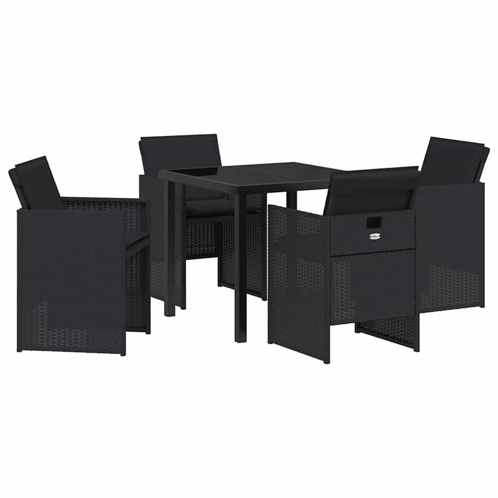 Ensemble de salle à manger pour jardin 5 pcs noir polyrotin