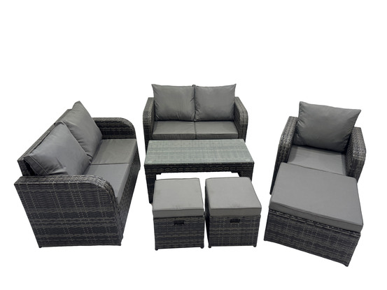 Ensembles de salon de jardin avec 3 tabourets gris foncé mixte