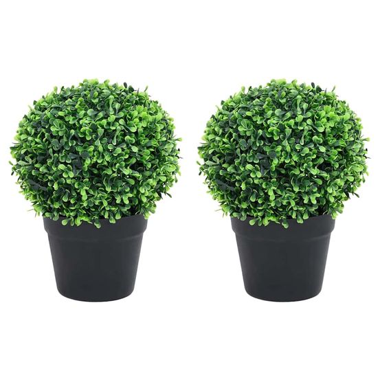 Plantes de buis artificiel 2 pcs avec pots boule vert 32 cm