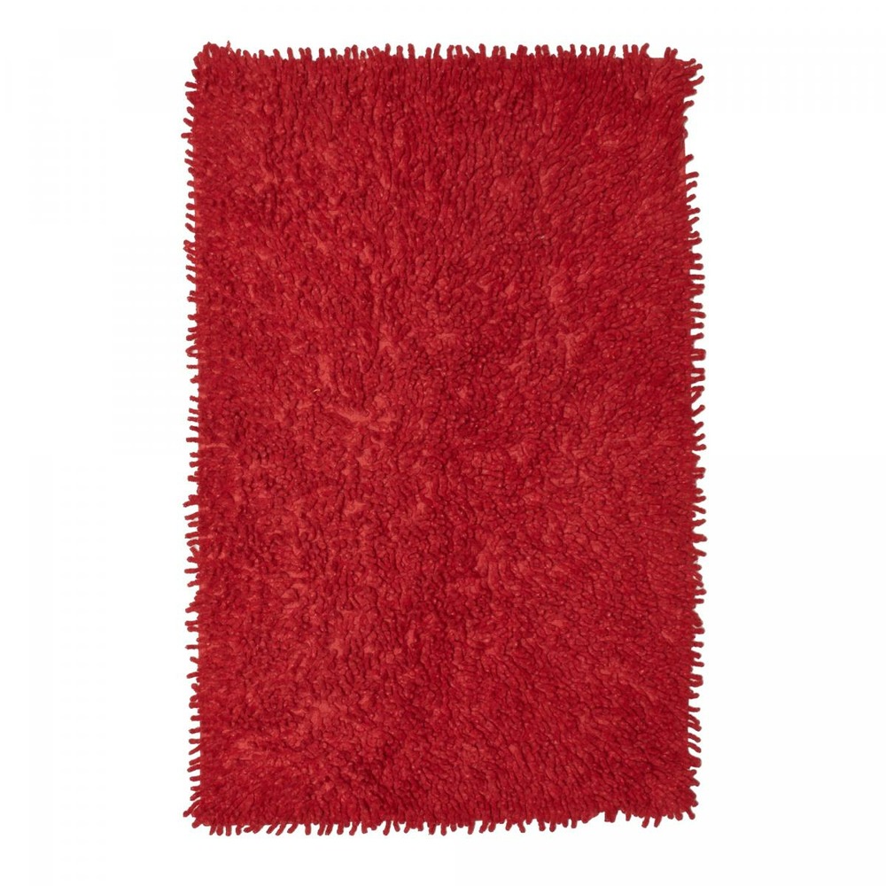 Tapis de salle de bain fait main spaghetti rouge 50x80 en coton