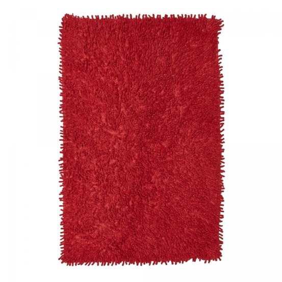 Tapis de salle de bain fait main spaghetti rouge 50x80 en coton