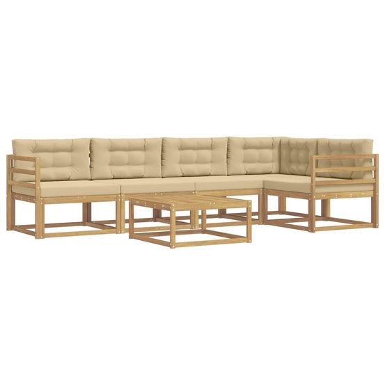 Ensemble de canapés d'extérieur 6 pc blanc et beige polyester