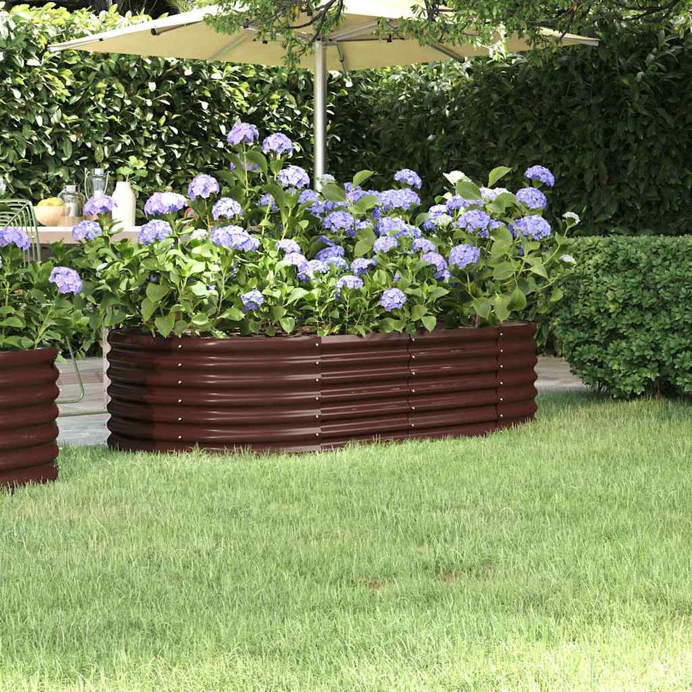 Carré potager en acier galvanisé grand bac de plantation marron 152x80x36 cm