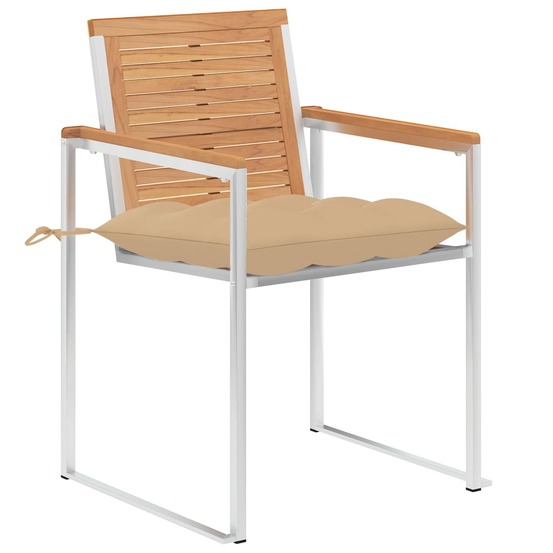 Chaises de jardin lot de 6 avec coussins bois de teck massif