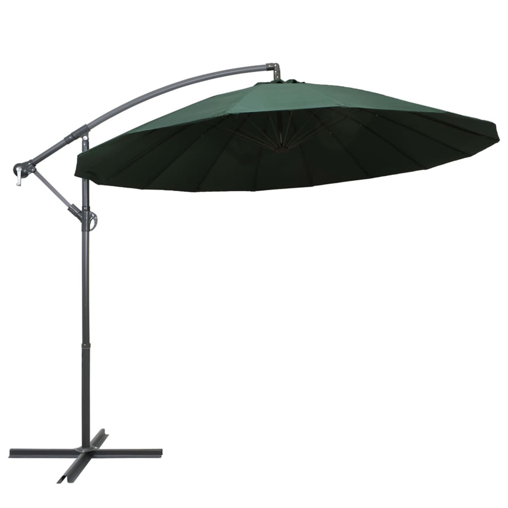 Parasol suspendu avec poteau en aluminium vert 3 m
