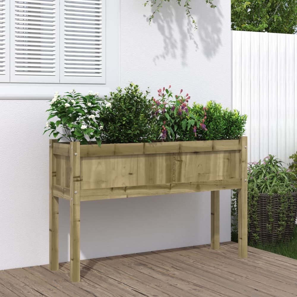 Grande jardinière surélevée en pin traité 110 cm pour potager et balcon