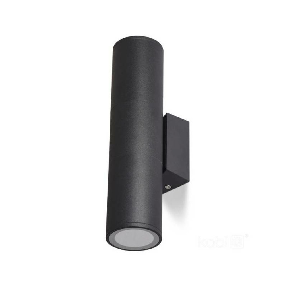 Applique murale cylindrique noir design éclairage haut /bas ip54 extérieur pour ampoule gu10