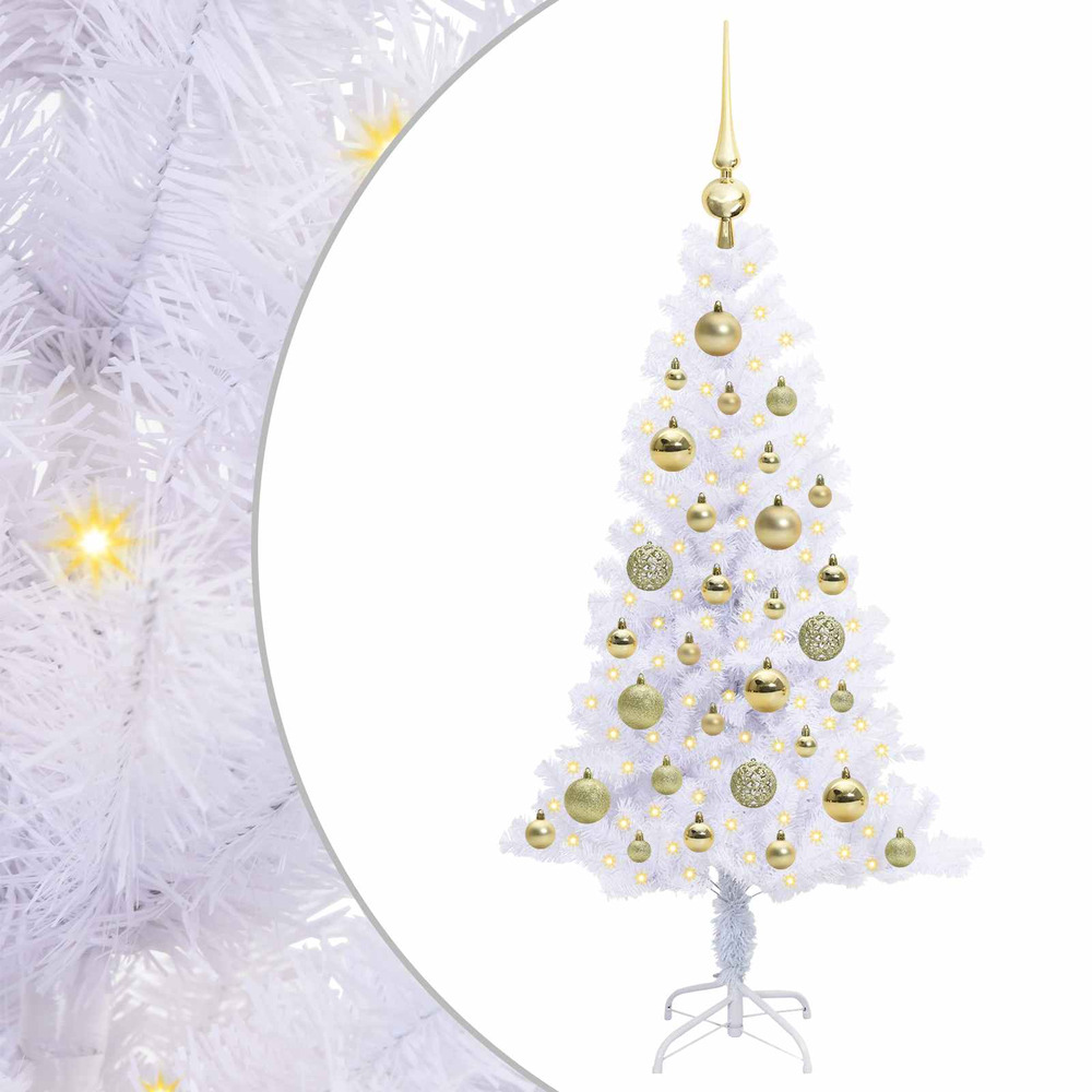 Sapin de noël artificiel avec 150 led blanc 120 cm pvc et acier