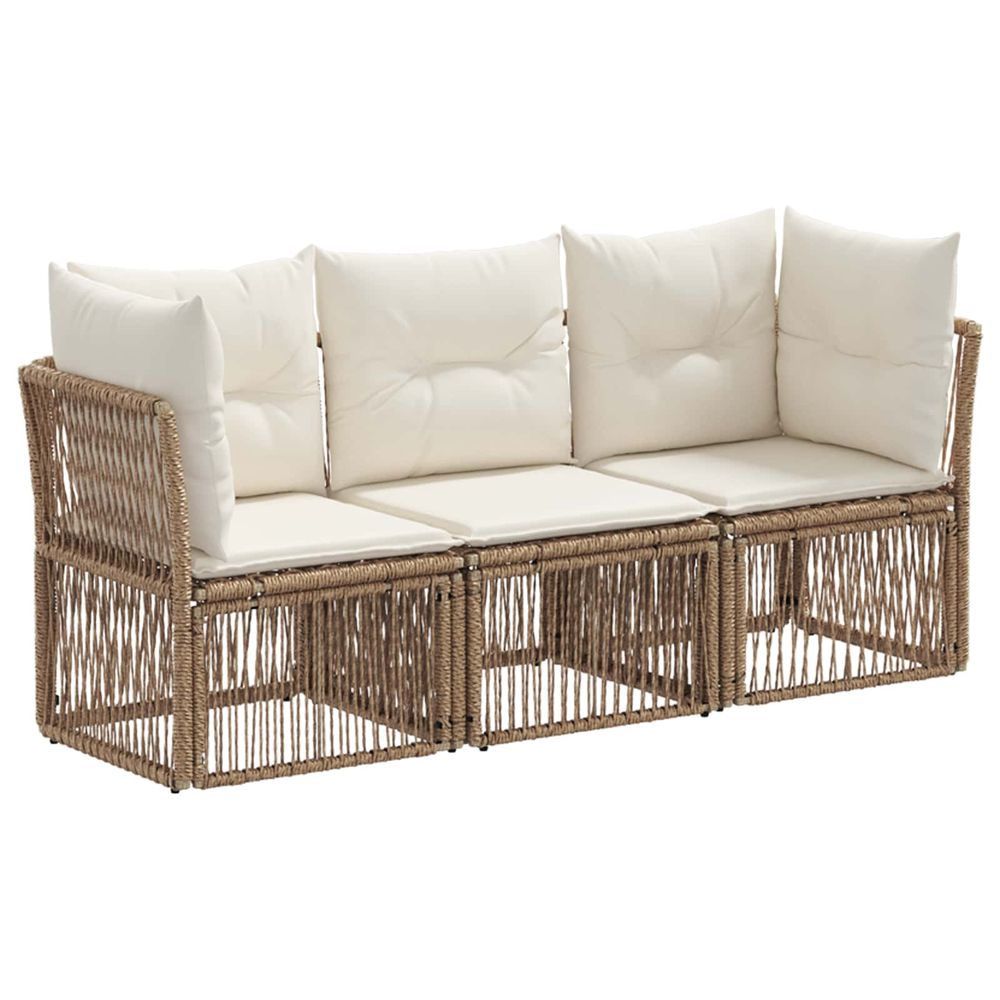 Ensemble de canapé de jardin 3 pc beige polyrotin