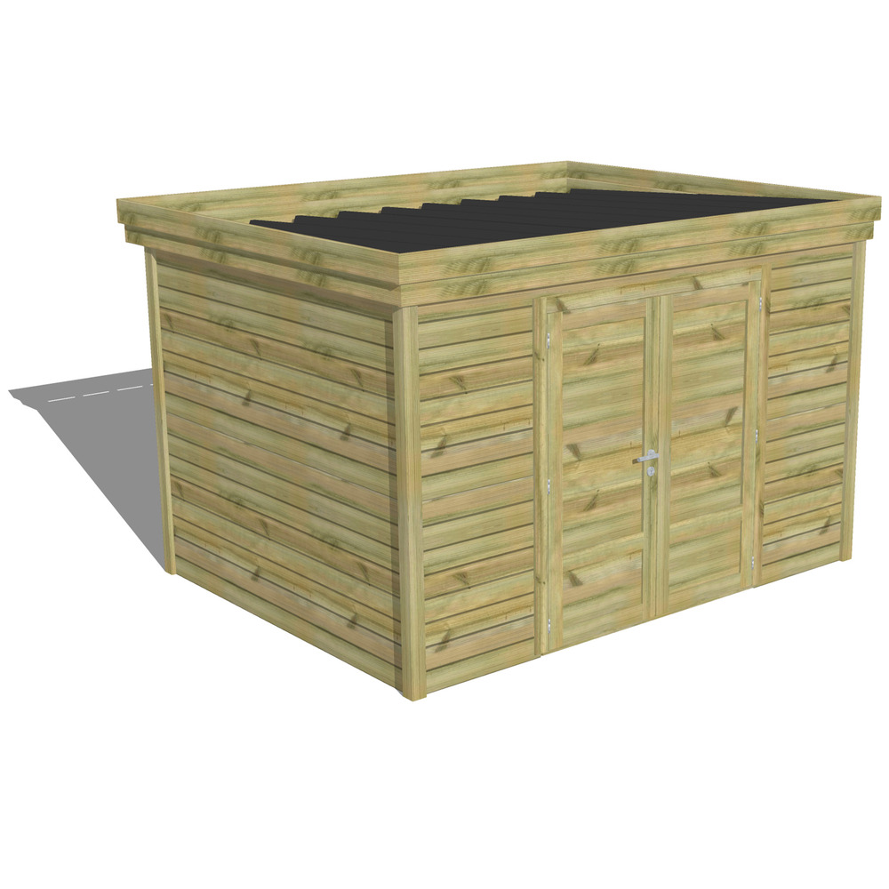 Abri de jardin bois pin traité autoclave 27mm - 3,44x2,64m / 9m2 - bac acier - abri français