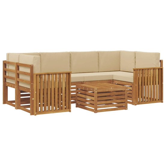 Ensemble de canapés d'extérieur 7 pcs naturel et beige