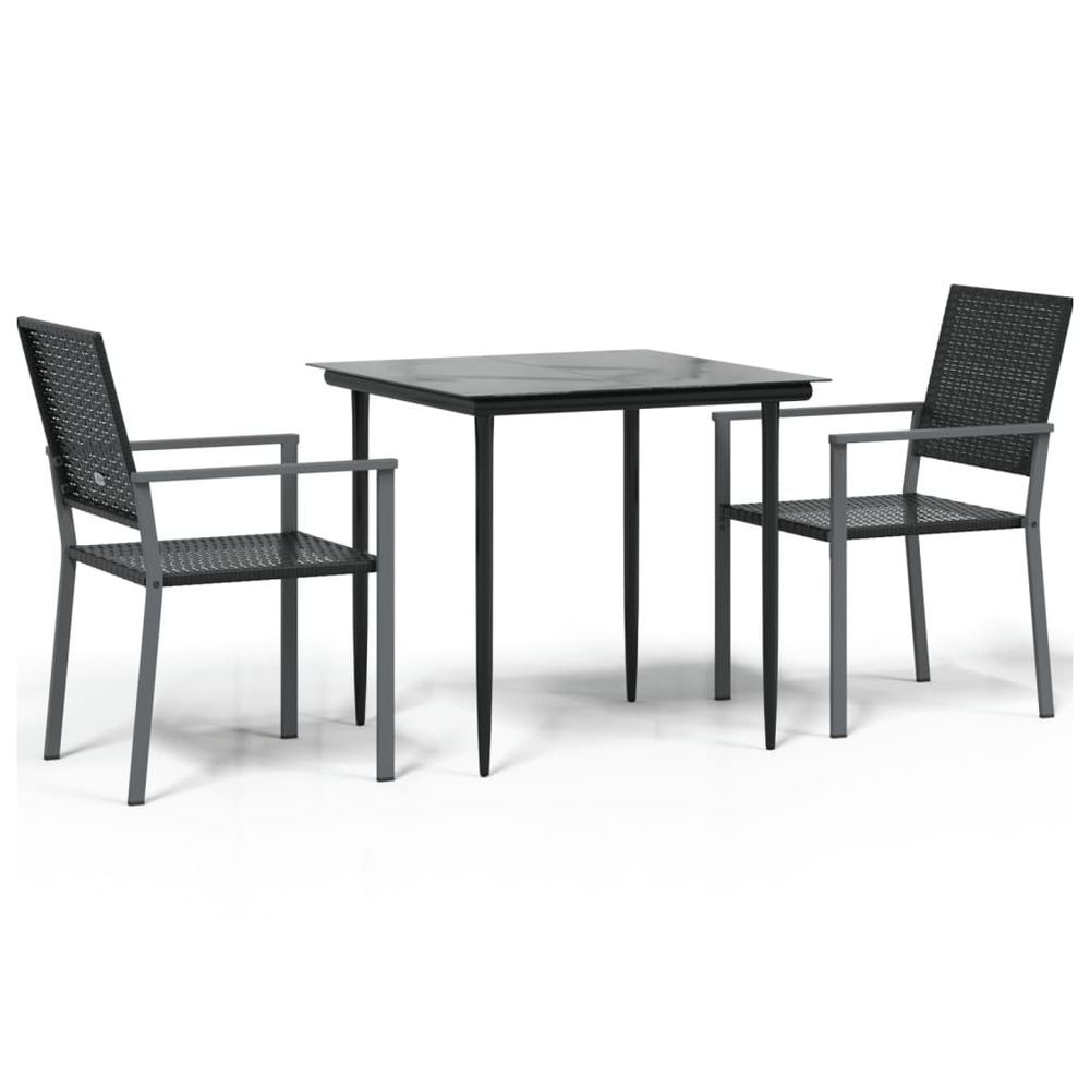 Ensemble à manger de jardin 3 pcs résine tressée acier