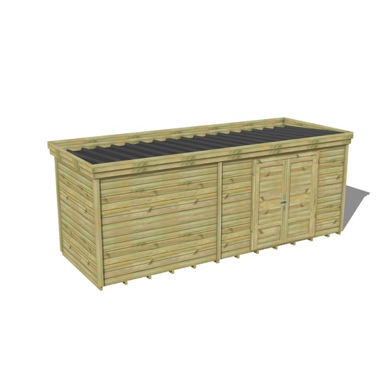 Abri de jardin bois pin traité autoclave 27mm - 6,49x2,14m / 14m2 - bac acier - plancher bois