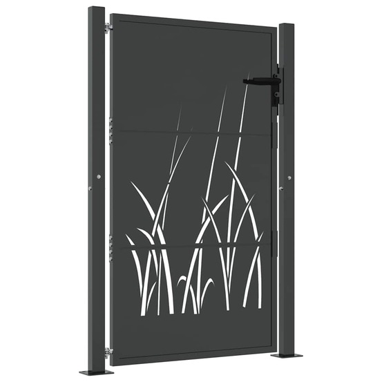 Portail de jardin anthracite 100x125 cm acier design herbe