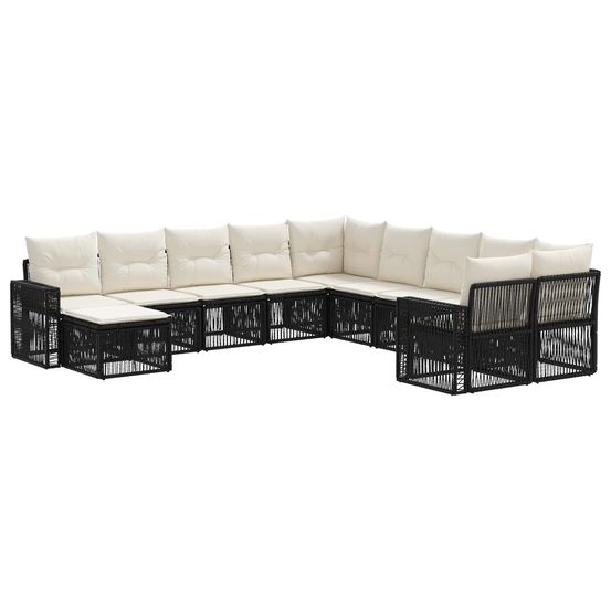 Ensemble de canapé de jardin 11 pc noir et blanc crème