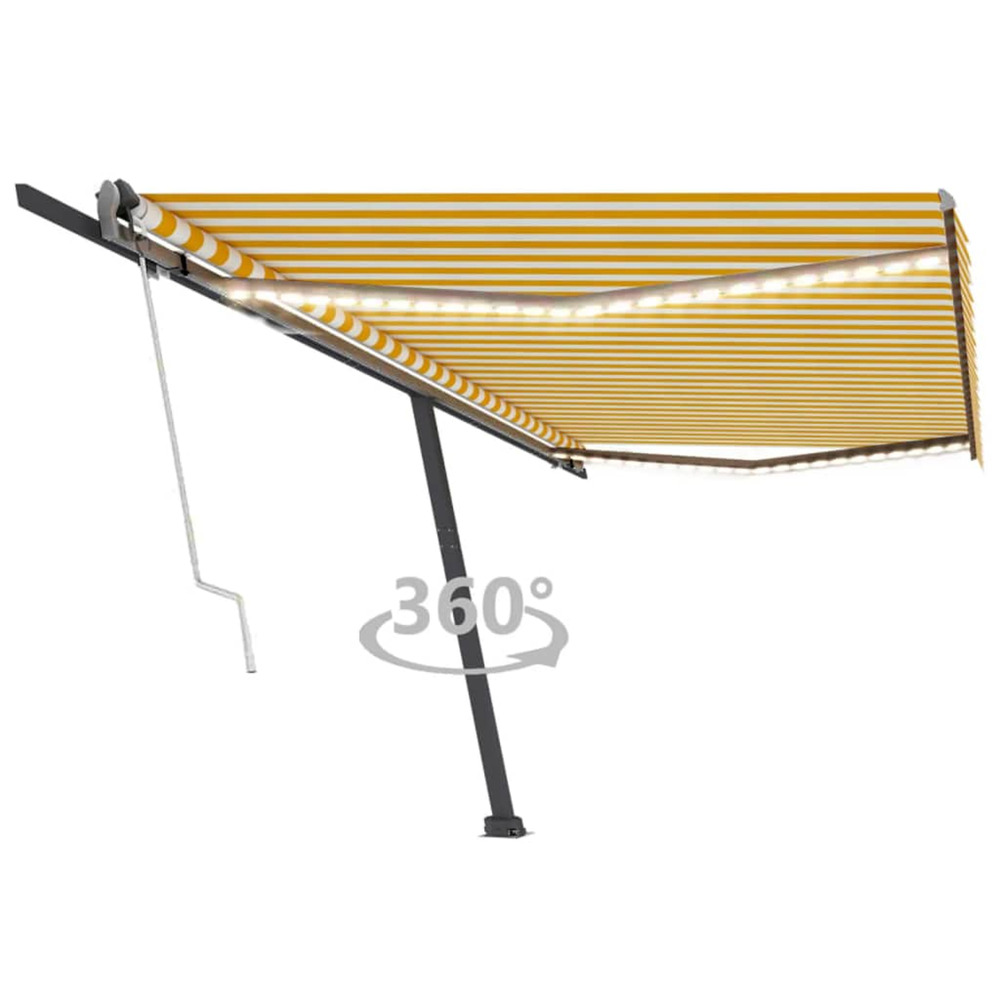 Auvent automatique capteur de vent/led 500x300cm jaune et blanc