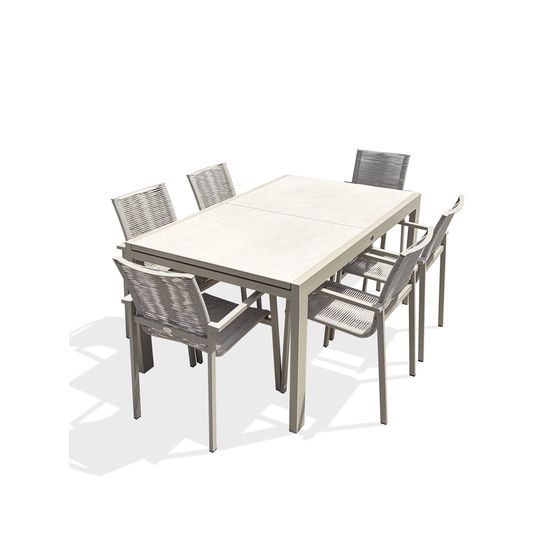 Ensemble table de jardin kalibo 6 places en aluminium et sinterstone - grege
