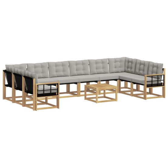 Ensemble de canapés d'extérieur 11 pc blanc et gris clair
