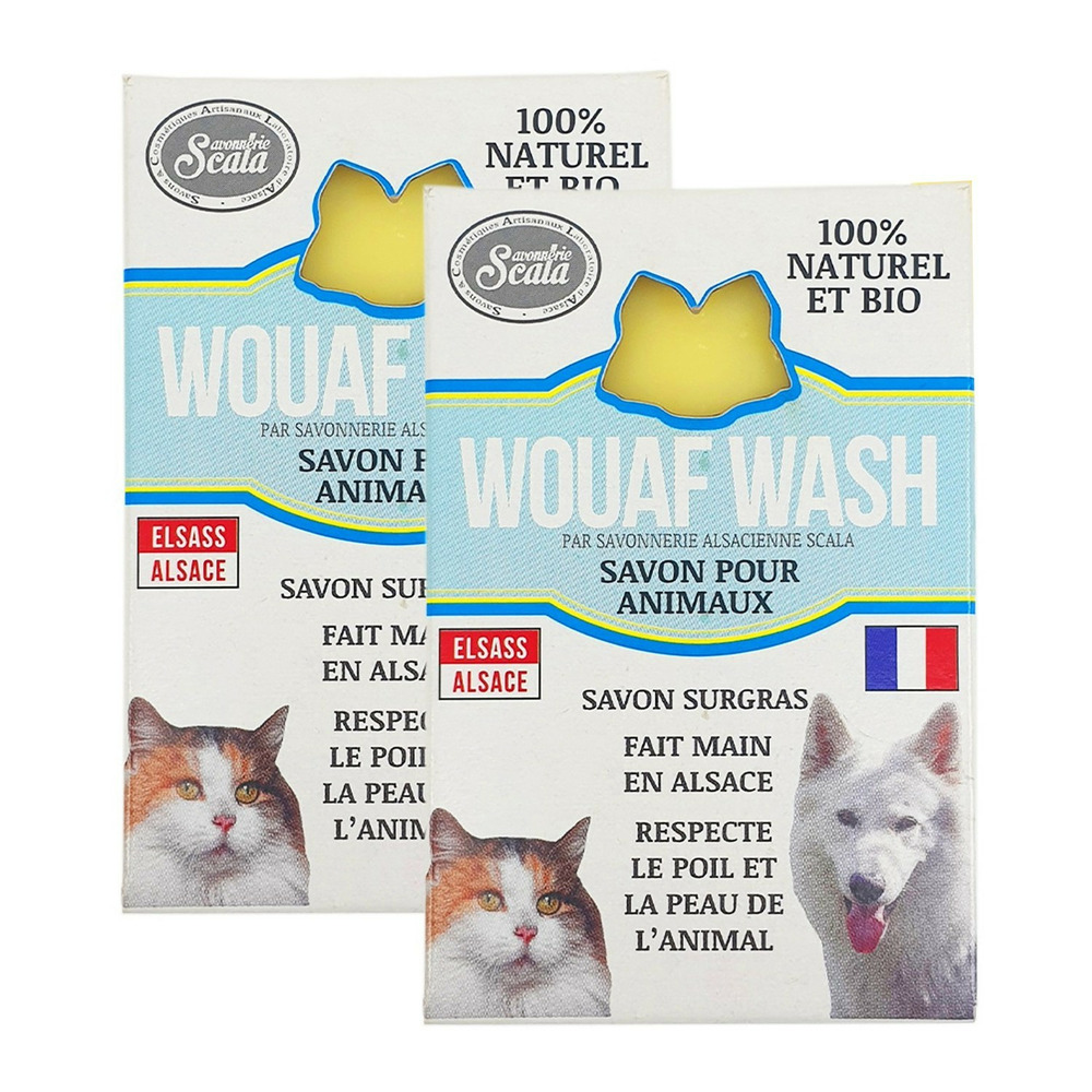 Lot de 2 savons bio wouaf wash pour tous les animaux