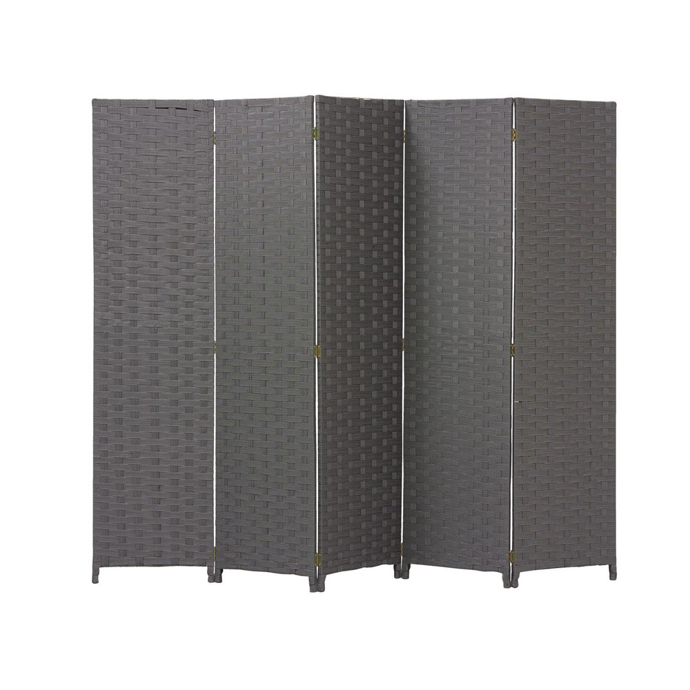 Paravent 5 panneaux en nylon noir