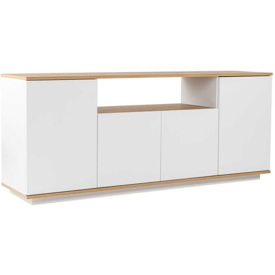 Buffet 4 portes en aggloméré arista blanc et chêne
