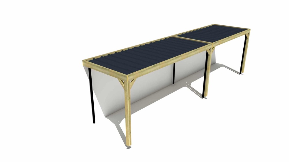 Carport bois • 9m x 2m • adossée • sens largeur • livraison comprise