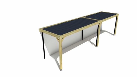 Carport bois • 9m x 2m • adossée • sens largeur • livraison comprise