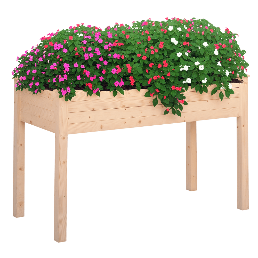Carré potager surélevé bois de sapin 122,5x56,5x76 cm naturel avec drainage