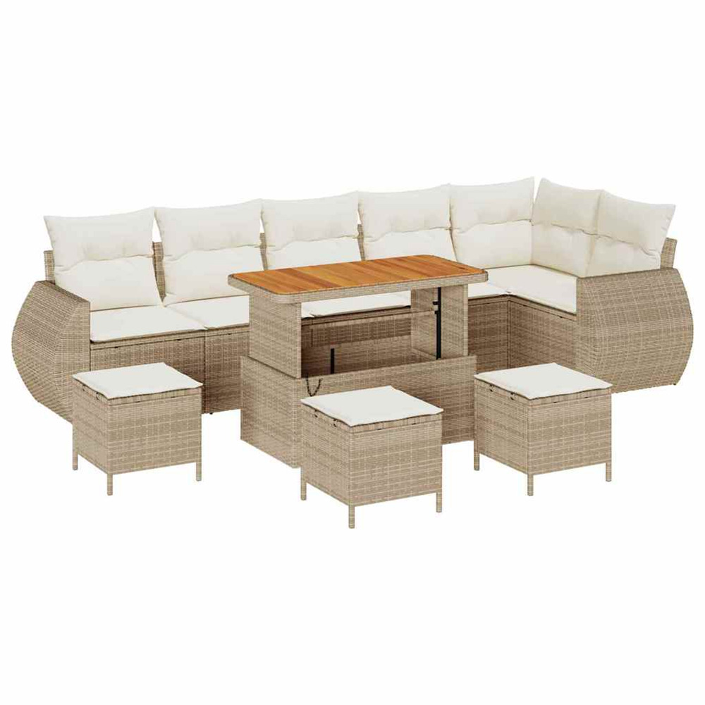 Ensemble de canapé de jardin 10 pcs beige et crème poly rattan