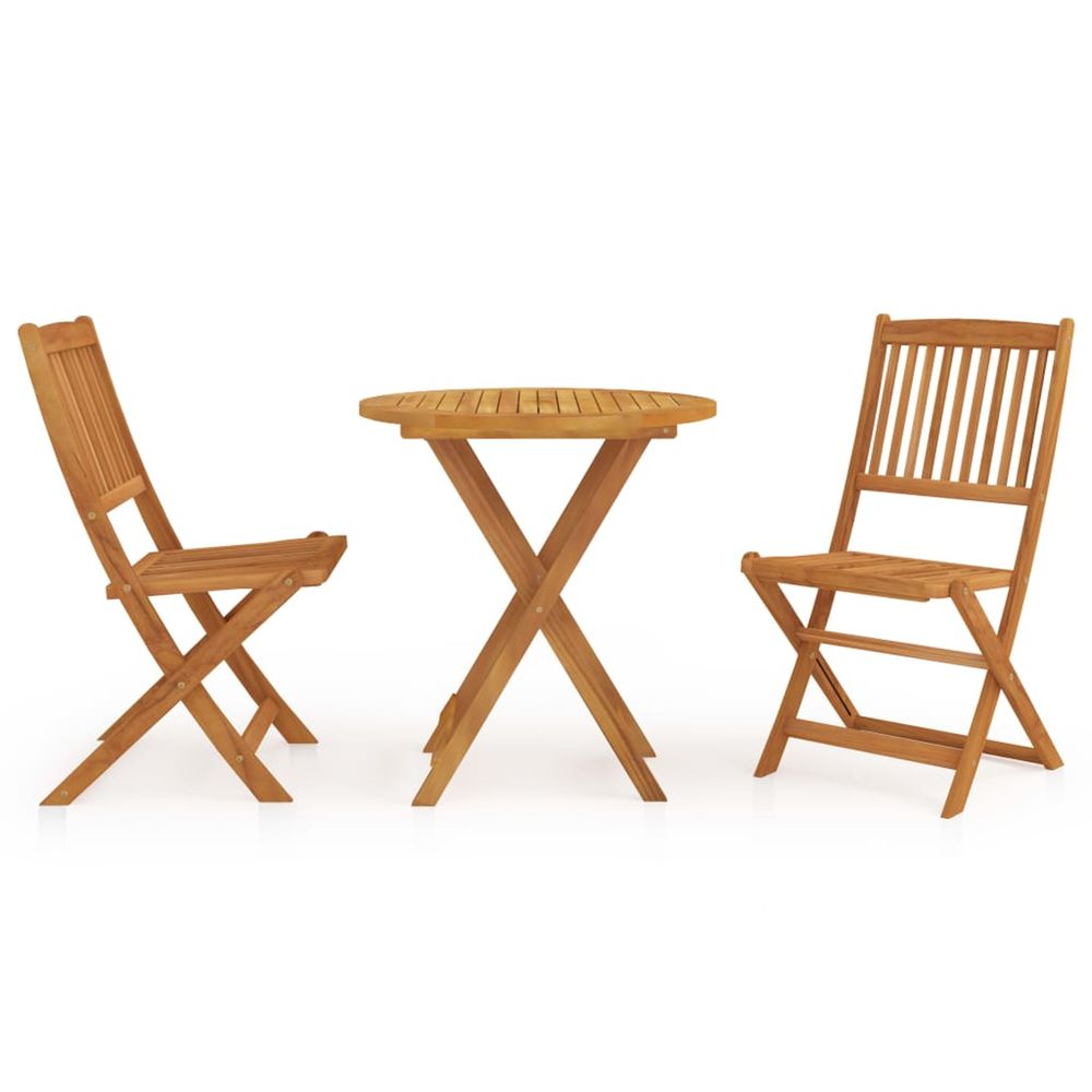 Ensemble à manger de jardin pliable 3 pcs bois d'acacia solide