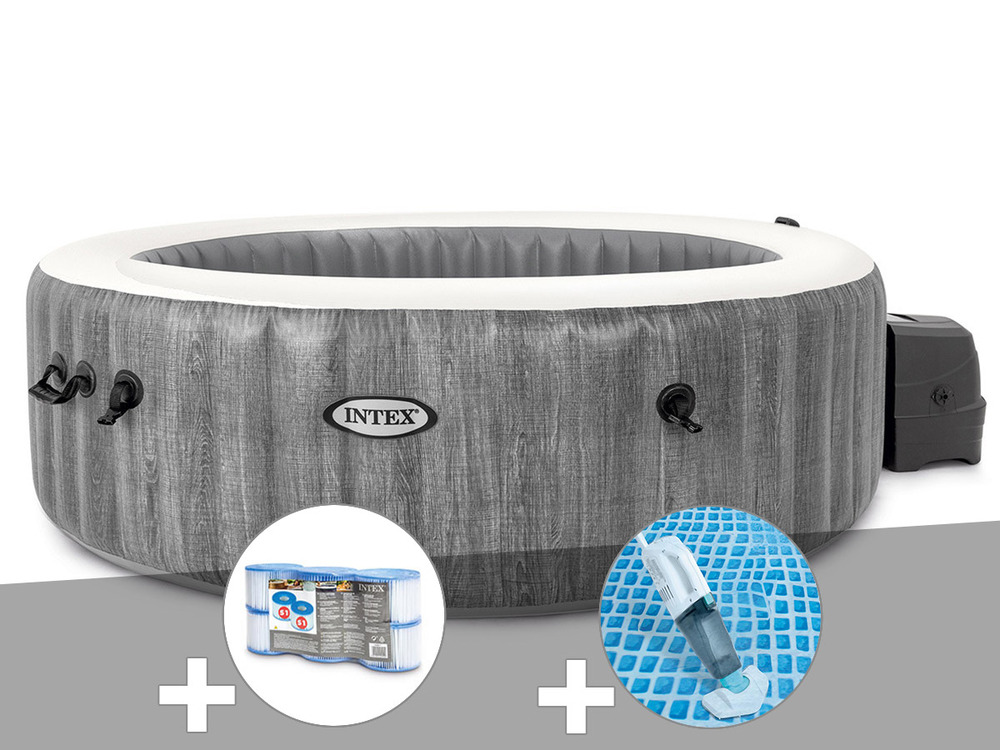 Kit spa gonflable purespa baltik rond bulles 6 places + 6 filtres + aspirateur