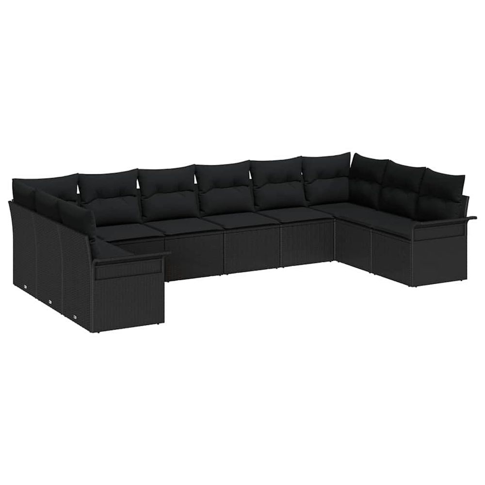 Ensemble de canapé de jardin 10 pc noir polyrotin