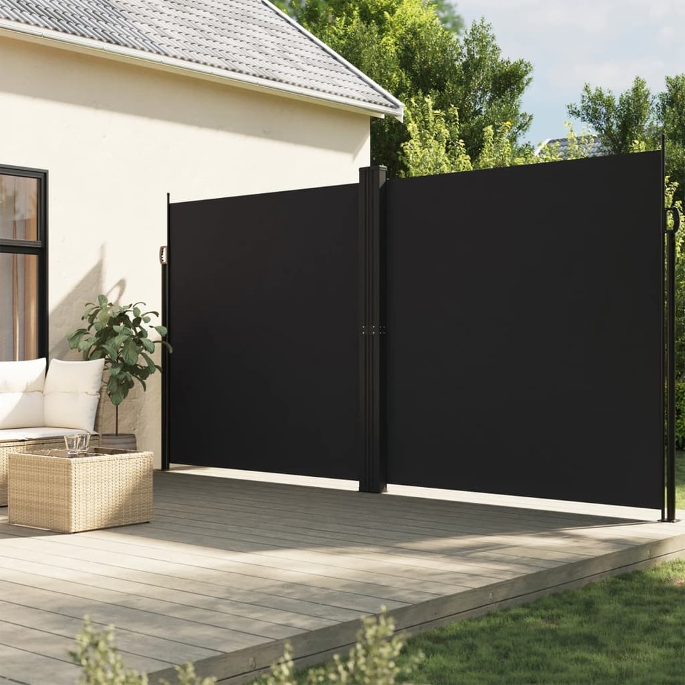 Auvent latéral rétractable noir 220x1200 cm