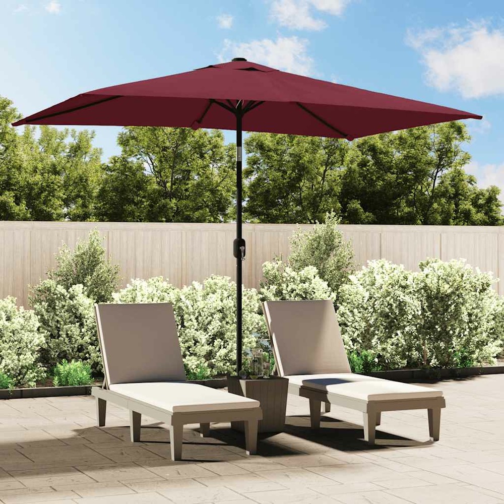 Parasol d'extérieur avec mât en métal 300x200 cm rouge bordeaux